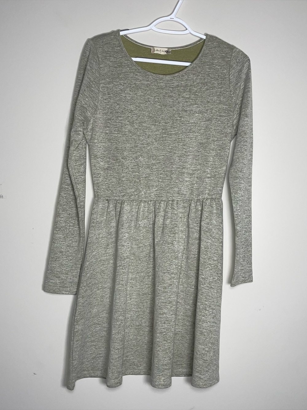 Altarโd State S Heathered Olive Green Long Sleeve Fit N Flare Dress Soft